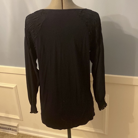 Loft Navy Long Sleeved Blouse - Sleeves Chiffon and Puckered, Body Cotton -Small - Picture 4 of 7